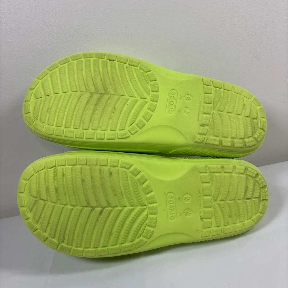 Crocs Classic Slide Sandals Neon Lime Green Womens 9 Mens 7 Slip On Shoe Comfort
